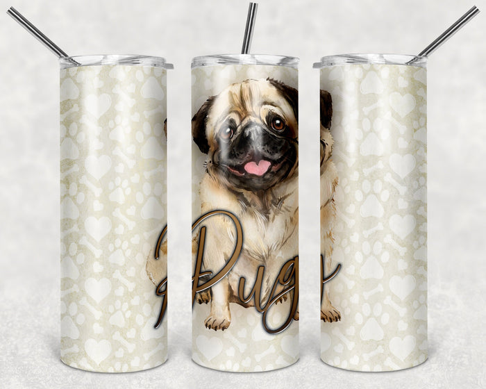 Pug Art 20oz Skinny Tumbler - Stainless Steel