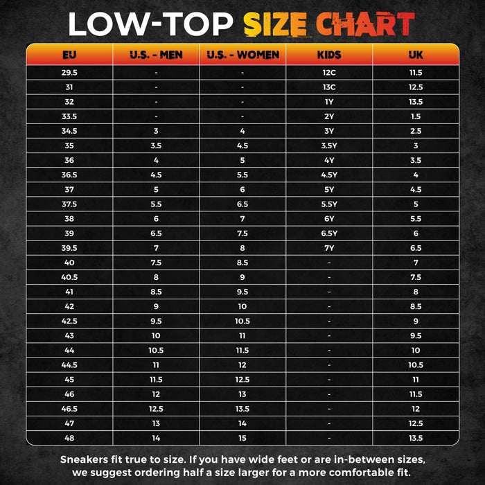 Red Fuego dance shoes size chart