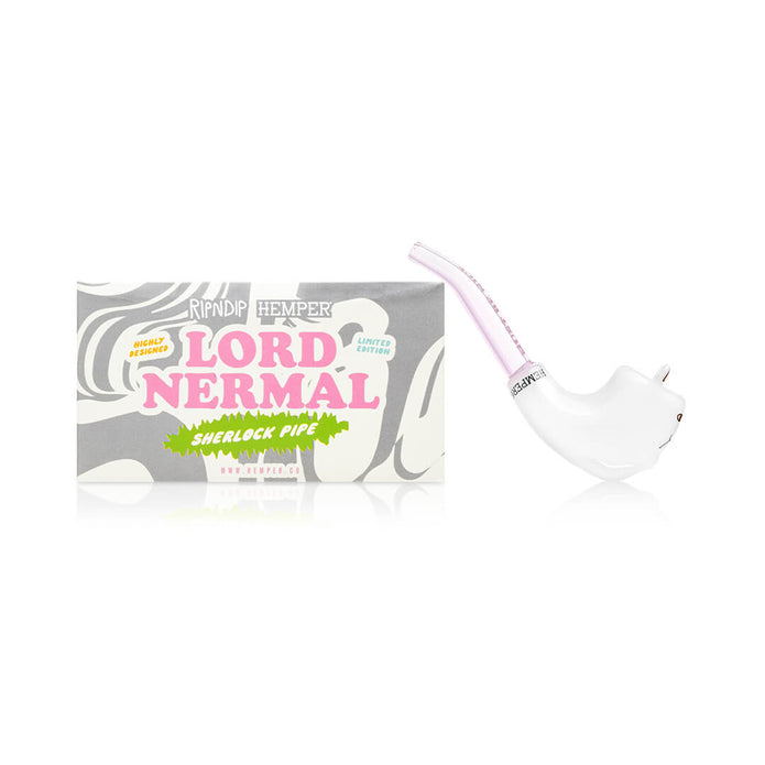 Boxed RIPNDIP x Hemper Lord Nermal hand pipe set showing shelf-ready packaging and character-style glass body