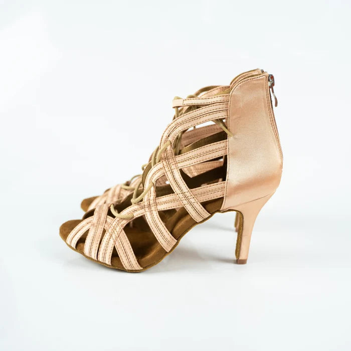 Rita lace-up nude women’s Latin dance shoes