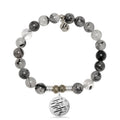 Rutilated Quartz Gemstone Bracelet with Birthday Wishes Sterling Silver Charm