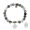 Rutilated Quartz Gemstone Bracelet with Forget Me Not Sterling Silver Charm
