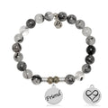 Rutilated Quartz Gemstone Bracelet with Friend Sterling Silver Charm