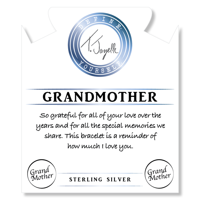 Rutilated Quartz Gemstone Bracelet with Grandmother Sterling Silver Charm