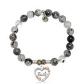 Rutilated Quartz Gemstone Bracelet with Heart Family Sterling Silver Charm