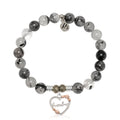 Rutilated Quartz Gemstone Bracelet with Heart Grandma Sterling Silver Charm