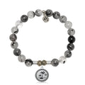 Rutilated Quartz Gemstone Bracelet with Palm Tree Sterling Silver Charm