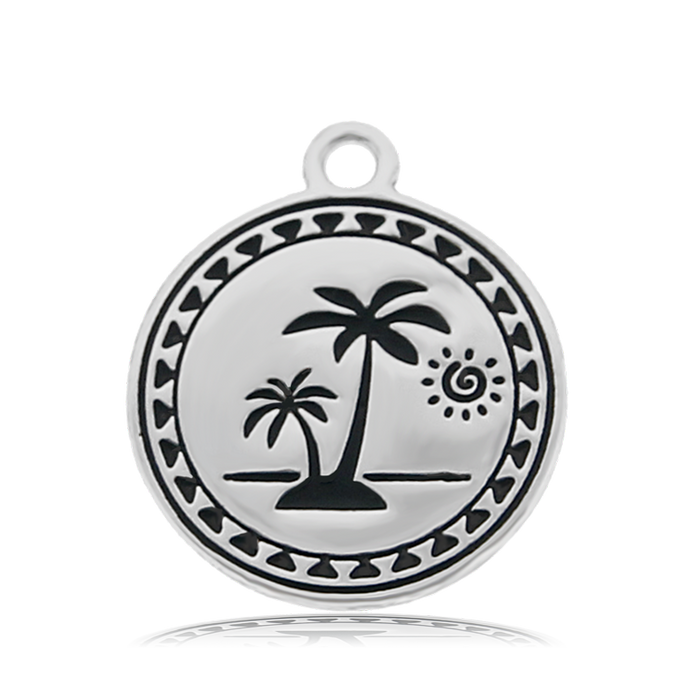 Rutilated Quartz Gemstone Bracelet with Palm Tree Sterling Silver Charm