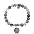 Rutilated Quartz Gemstone Bracelet with Saint Christopher Sterling Silver Charm