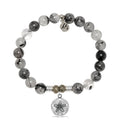 Rutilated Quartz Gemstone Bracelet with Sand Dollar Sterling Silver Charm