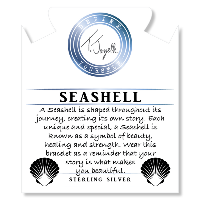 Rutilated Quartz Gemstone Bracelet with Seashell Sterling Silver Charm