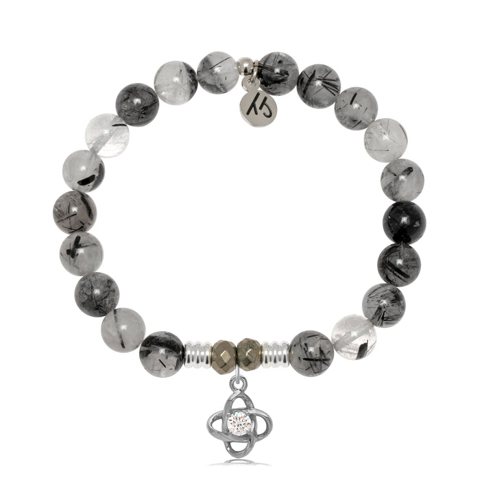Rutilated Quartz Gemstone Bracelet with Stronger Together Sterling Silver Charm