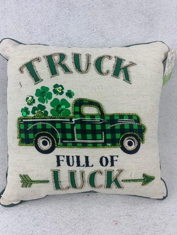 Saint Patrick’s Day Truck Filled With Shamrocks Full of Luck Pillow