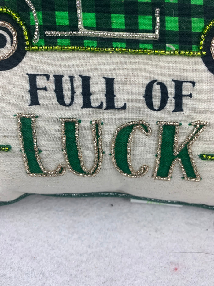 Saint Patrick’s Day Truck Filled With Shamrocks Full of Luck Pillow