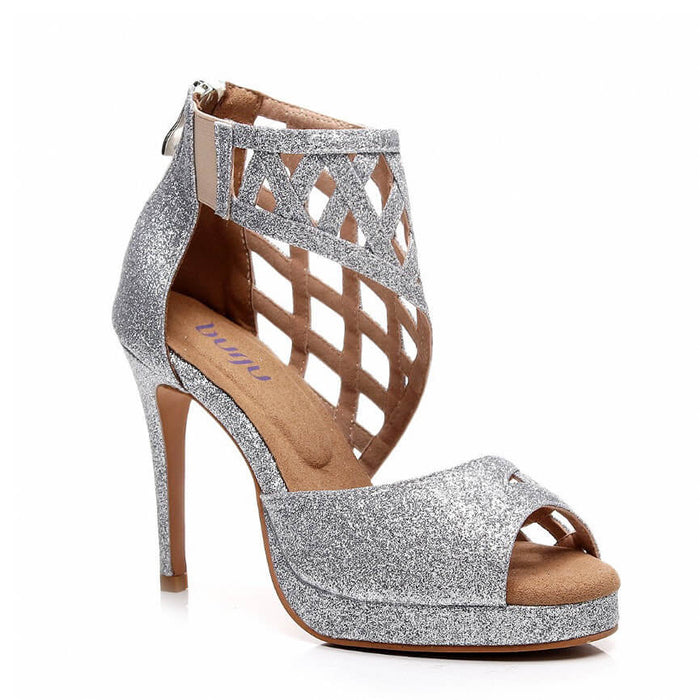 Saressa - Platform Open Toe Cage (4" Heel) Dance Shoes (Rubber Sole)