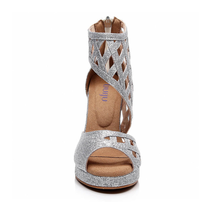 Saressa - Platform Open Toe Cage (4" Heel) Dance Shoes (Rubber Sole)
