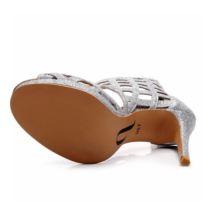 Saressa - Platform Open Toe Cage (4" Heel) Dance Shoes (Rubber Sole)