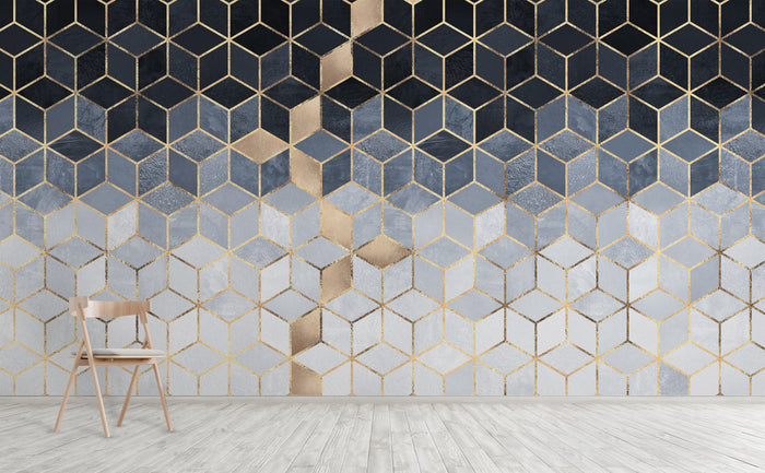 Soft Blue Gradient Cubes Wall Mural by Walls Need Love•_¨