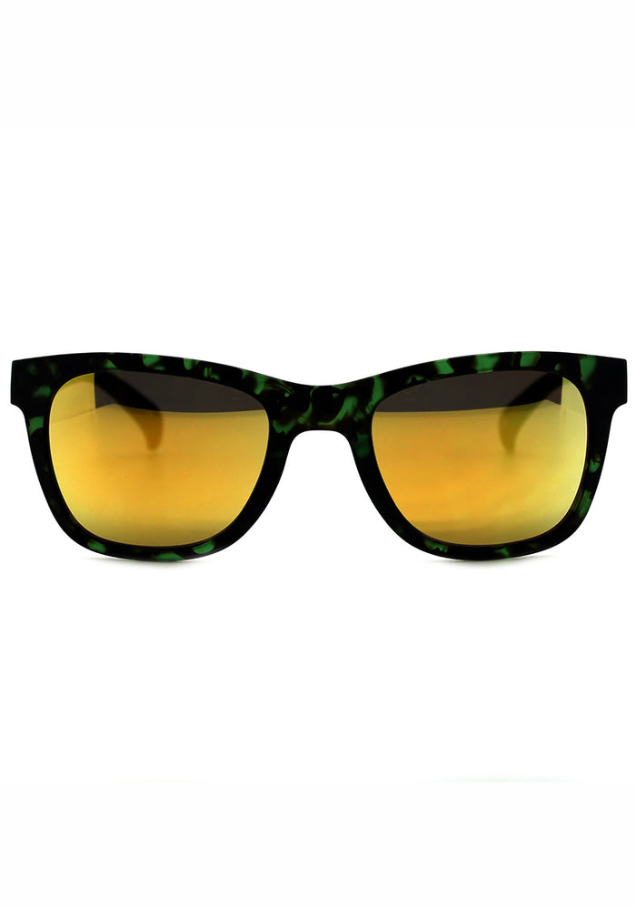 Adidas Originals Square Mirror 2.0 Unisex Sunglasses in green tortoise gold with matte green tortoise frame and gold mirror lens — front view