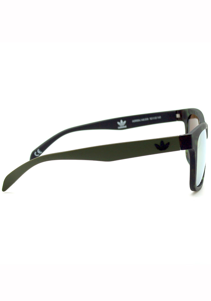 Adidas Originals Square Mirror 2.0 Unisex Sunglasses in green tortoise gold with matte green tortoise frame and gold mirror lens — side view