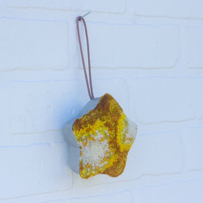 Star Puff Ornament | White + Yellow (1)