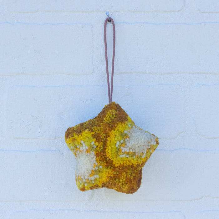 Star Puff Ornament | White + Yellow (1)