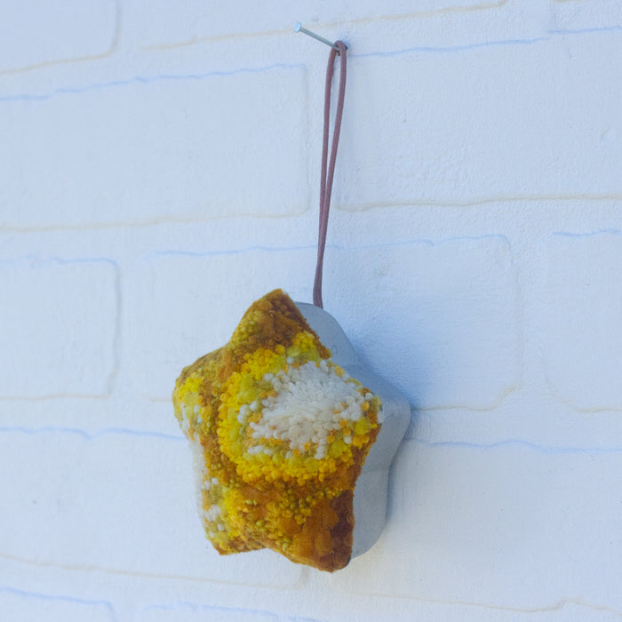 Star Puff Ornament | White + Yellow (1)