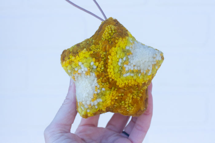Star Puff Ornament | White + Yellow (1)