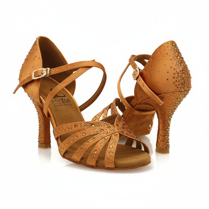 Starry Gold latin dance shoes rhinestone