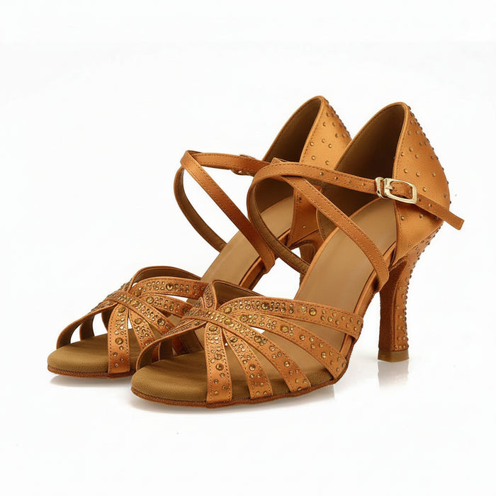 Starry Gold latin dance shoes rhinestone