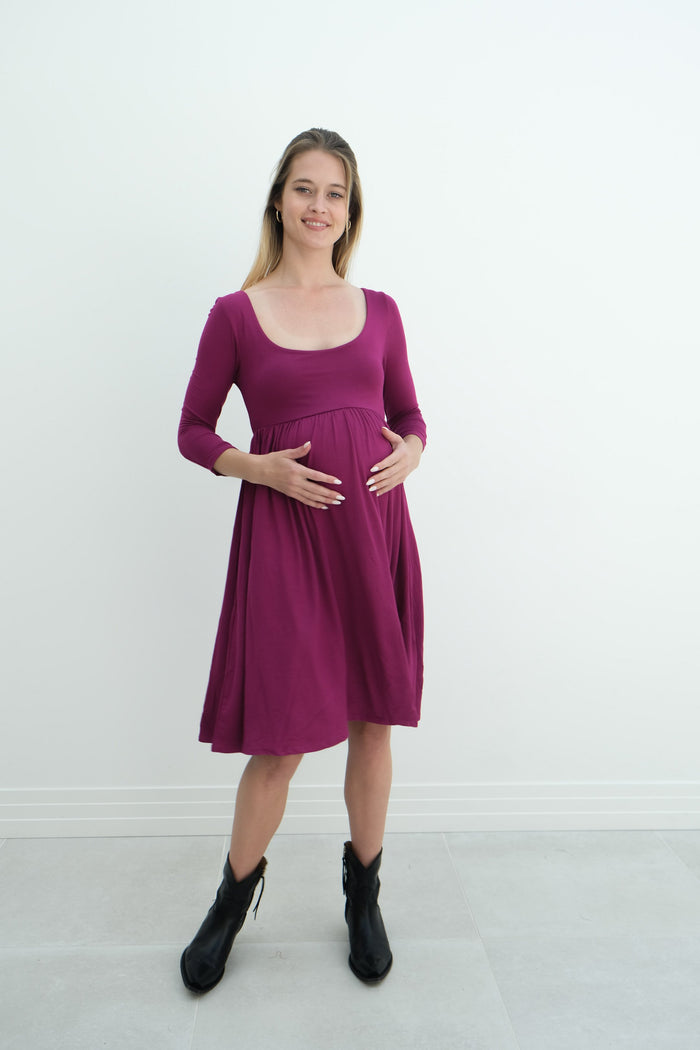 Tatiana | Long Sleeve Flowy Maternity Dress With Empire Waist