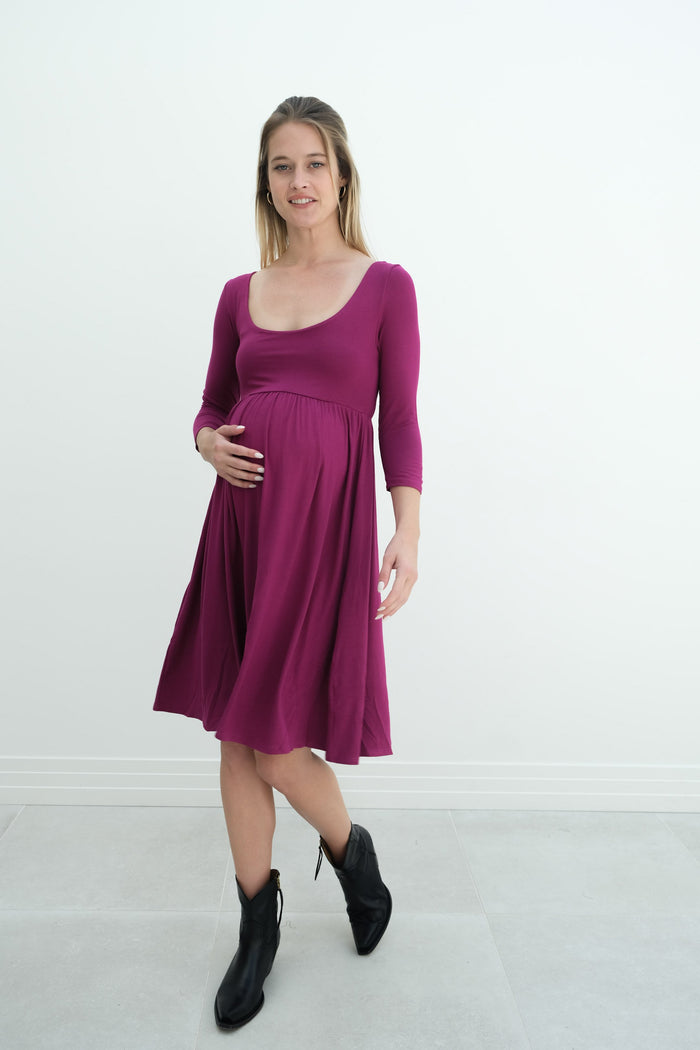 Tatiana | Long Sleeve Flowy Maternity Dress With Empire Waist