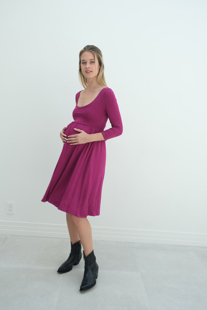 Tatiana | Long Sleeve Flowy Maternity Dress With Empire Waist