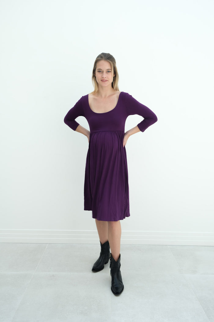 Tatiana | Long Sleeve Flowy Maternity Dress With Empire Waist