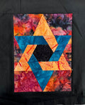 U FINISH IT - Paper Pieced Large Woven Coral & Purple Batik Star of David  - 13" x 16" - 1 Left