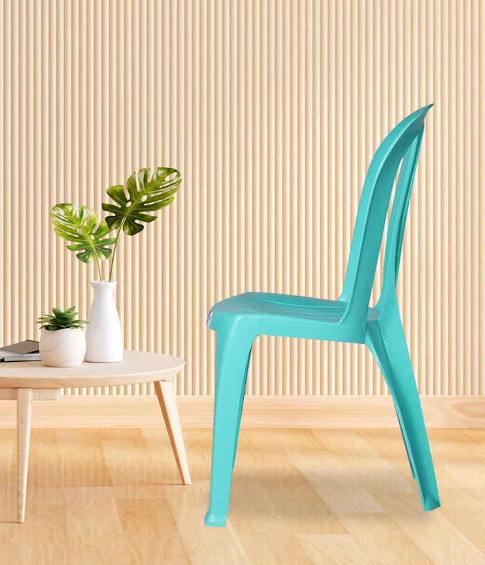 Uratex Monoblock 1001 Americana Chair in mint and green, left side view
