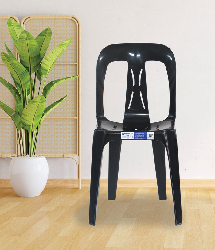 Uratex Monoblock 101 Classic Chair in black, front view