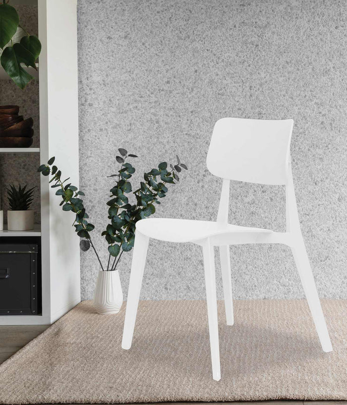 Uratex Monoblock Marciana Chair in white, angled view