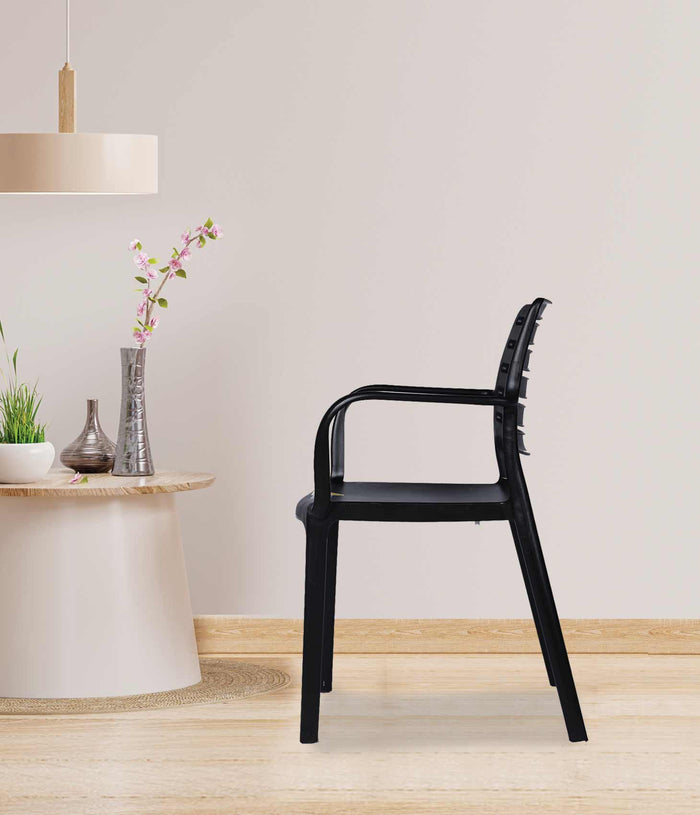 Uratex Monoblock Olympia Armchair in black, left side view
