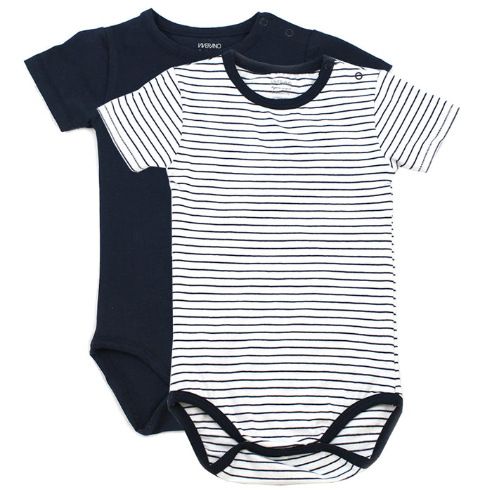 Viverano Venice Stripe Jersey Short Sleeve Organic Cotton Bodysuit for Babies