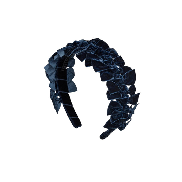 Vicky Velvet Tied Bows Navy Headband