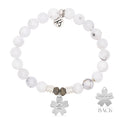 White Chalcedony Gemstone Bracelet with Forget Me Not Sterling Silver Charm