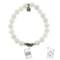 White Moonstone Gemstone Bracelet with Your Story Sterling Silver Charm