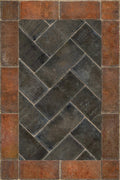 Williamsburg Brick Herringbone "The Powder Horn" Vinyl Floorcloth - Spicher & Co.